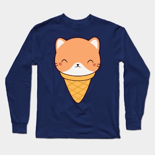 Kawaii Cute Cat Ice Cream Long Sleeve T-Shirt